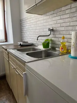 a kitchen with a sink and a counter top at Apartman ''Trg'' in Tuzla