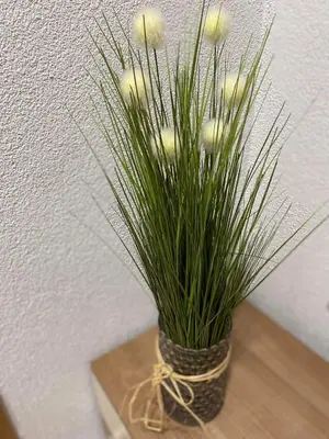 a vase filled with green plants sitting on a table at Travnik Nostalgia Apartment in Travnik