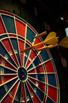 a close up of a dartboard with arrows in the middle at Villa Crystal in Bihać