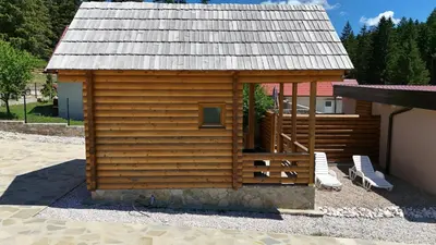 a small wooden cabin with a roof on top at Luxury Glamping Grabovica - Vital Resort in Skender Vakuf