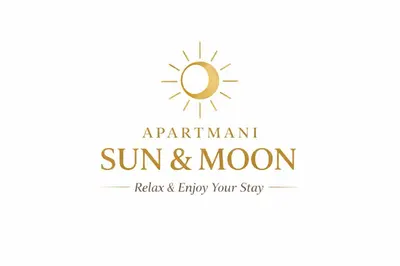 a sun and moon logo on a white background at Apartmani Sun & Moon in Žepče