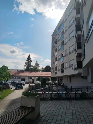 a group of bikes parked next to a building at Apartman IJA in Banja Luka