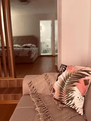 a living room with a couch with a pillow on it at Studio apartman Ana in Livno