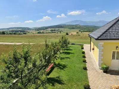 an overhead view of a building with a garden at Dora in Livno