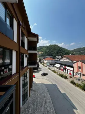 a view of a street from a building at Apartman Dioniz Fojnica in Fojnica