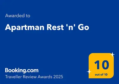 a yellow box with the textarma rest in go at Apartman Rest 'n' Go in Doboj