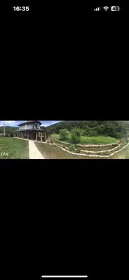 two photographs of a house and a road at Hacijenda Simic in Krupa na Vrbasu