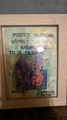 a picture of a painting in a wooden frame at Vila N&M in Visoko