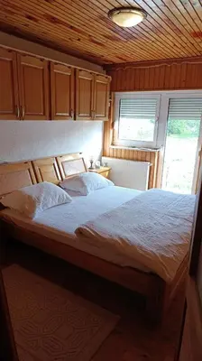 a bedroom with a large bed in a house at OZIM oaza zelenila i mira in Podrašnica