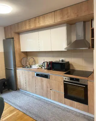 a kitchen with a sink and a stove top oven at Montis Vlasic Apartment 1 in Vlasic