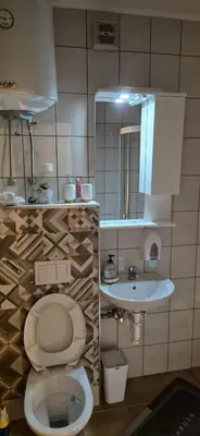 a bathroom with a toilet and a sink at Apartmani Viktory in Šišava