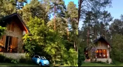 a house with a car parked in front of it at Vila Nature in Zavidovići