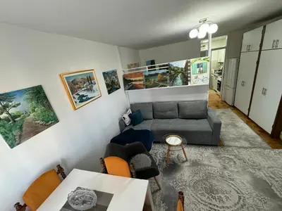 a living room with a couch and a table at Stan na dan in Zenica