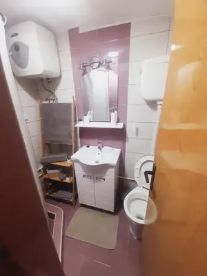 a bathroom with a toilet and a sink at Studio Apartman in Banja Luka