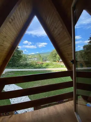 a view from the attic window of a house at Plivska vila 1 in Jajce