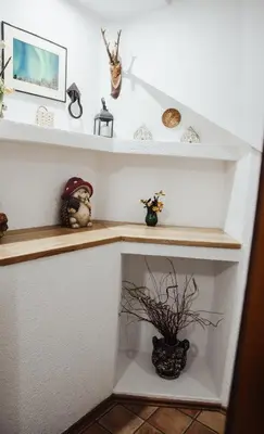 a room with white shelves and a vase with a plant at Ice Queen Vlasic in Šišava