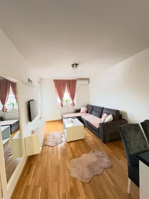 a living room with a couch and a tv at Apartman Sanja in Doboj