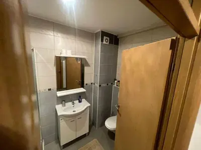 a small bathroom with a sink and a toilet at Apartment Vlasic in Šišava