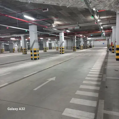 an empty parking lot in an empty parking garage at Lux Palata in Banja Luka
