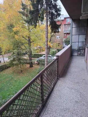 a balcony of a building with a fence at Mia lux centar in Banja Luka