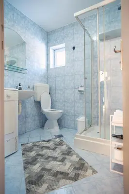a bathroom with a toilet sink and a shower at Apartmani Biser Kupresa 1 in Kupres