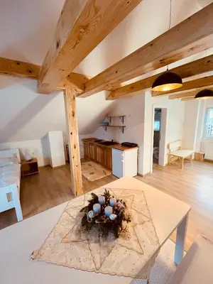 a large living room with a table in a room at Apartman Vito in Kupres