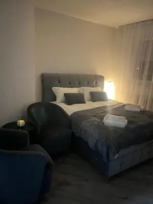 a bedroom with a large bed in a room at Apartman Latea in Banja Luka