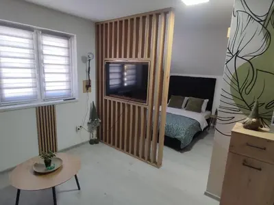 a bedroom with a bed and a television in it at Studio apartman Čolić - Kupres in Kupres