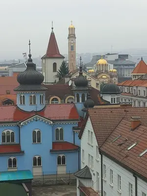 a group of buildings with domes and roofs at Apartman Mina in Banja Luka