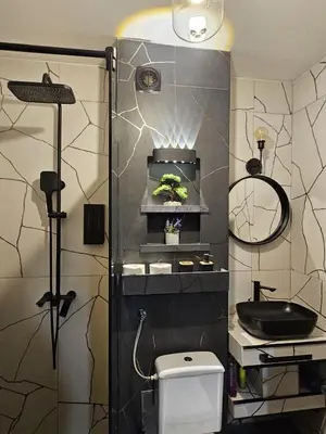 a bathroom with a sink and a toilet in it at Industry in Banja Luka