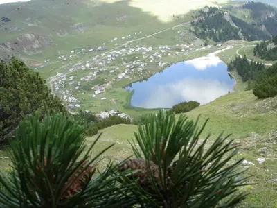 a view from the top of a hill with a lake at Premium Apartment in Fojnica