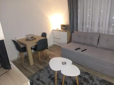 a living room with a couch and a table at Apartman Ivana in Banja Luka