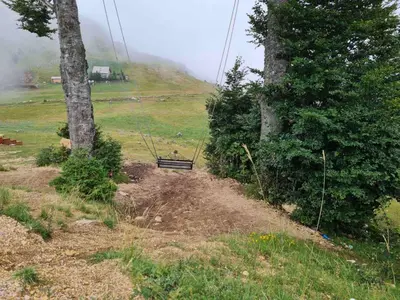 a swing on the side of a hill with trees at Apartman Bn Vlasic in Vlasic