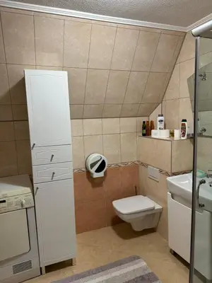 a small bathroom with a toilet and a sink at Villa Gabi Vlašić in Travnik