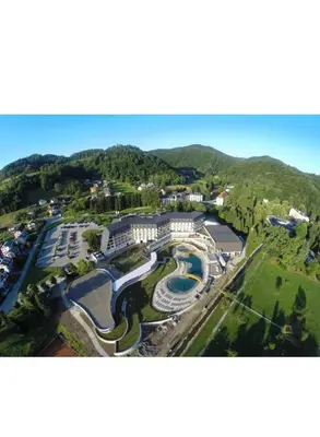 an aerial view of a resort with a park at Stan na dan Miki -M Teslic in Teslić