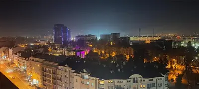 a view of a city at night with lights at Apartman LUAN5 centar in Banja Luka