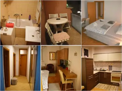 a collage of four pictures of a room at ViGoSt in Banja Luka