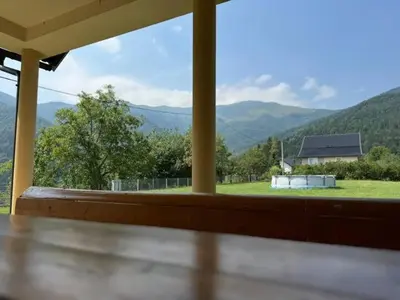 a view from a porch with a view of a mountain at Kuća za odmor- Fojnica in Tješilo