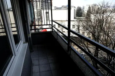 a balcony of a building with a view of a river at Theatre View Banja Luka in Banja Luka