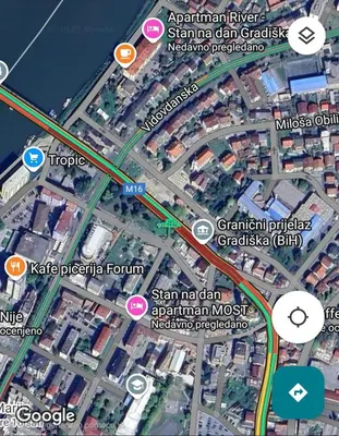 a map of a city with roads and highways at Apartman Most in Bosanska Gradiška