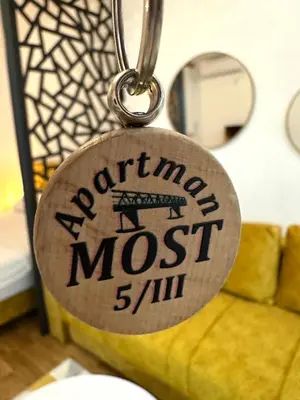 a key chain with the wordsanna motech most at Apartman Most in Bosanska Gradiška