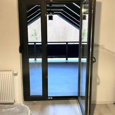 a glass door with a window in a room at Villa Imperia for rent - Banja Luka Krupa na Vrbasu in Krupa na Vrbasu