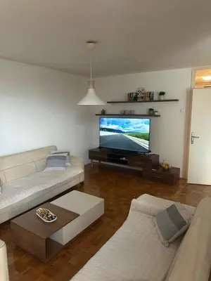 a living room with a large flat screen tv at Stan in Zenica
