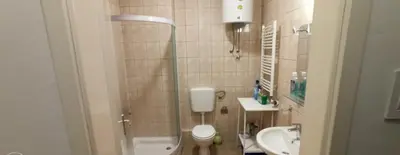 a small bathroom with a toilet and a sink at Sofi in Rebrovac