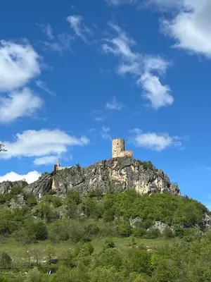a hill with a castle on top of it at Apartman Iman in Bihać