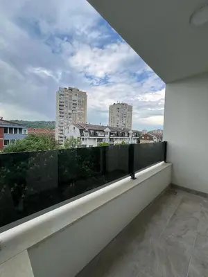 a balcony with a view of a city at Max stan na dan Doboj in Doboj