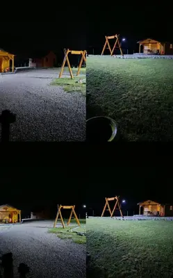 a group of four pictures of a road at night at Vikendica Ajlin in Bihać