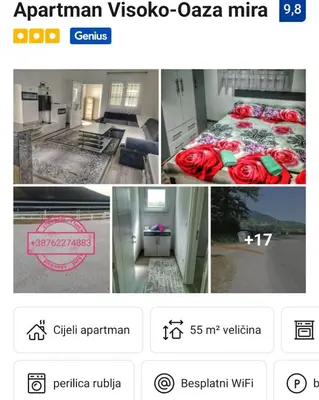 a collage of pictures of a room with a bed at Apartman Oaza mira-Visoko in Visoko