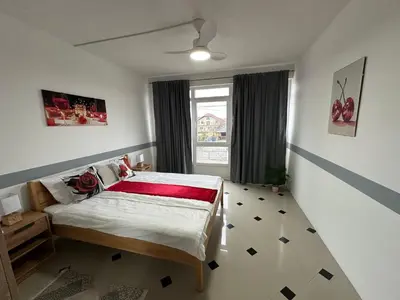 a bedroom with a bed and a window at Apartmani Orhideja za 4 osobe in Sanski most