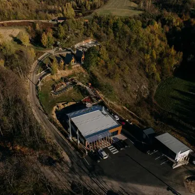 an overhead view of a house and a road at Kraljičini konaci in Doboj